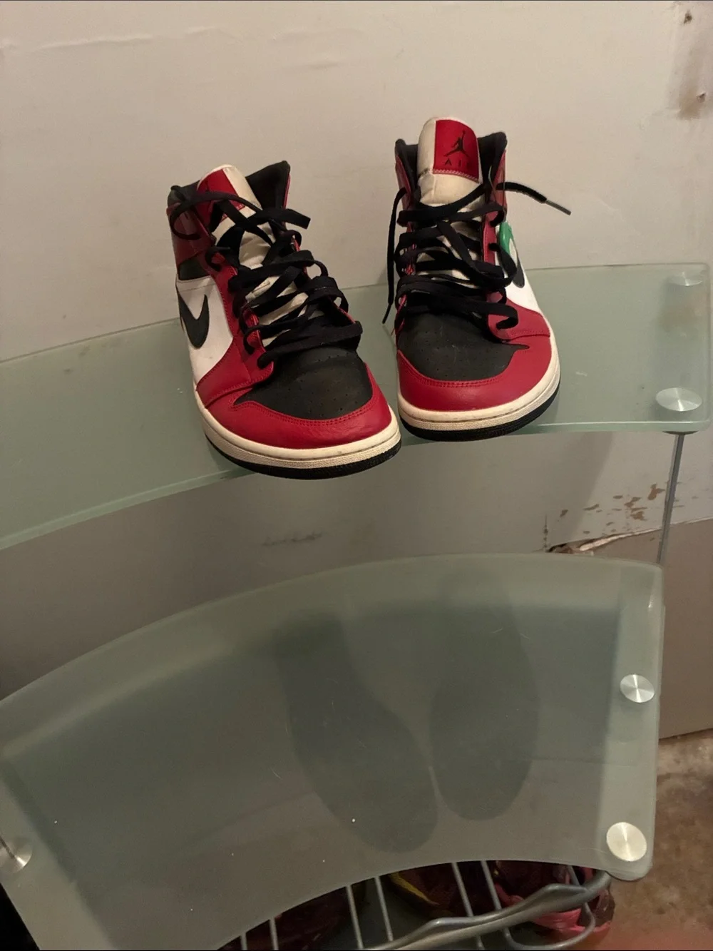 Man red/and black white high top sneaker